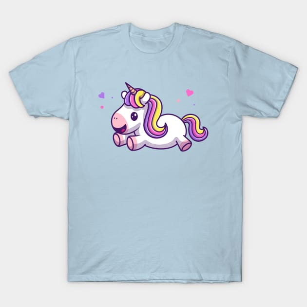 Cute Unicorn Flying Cartoon T-Shirt by Catalyst Labs